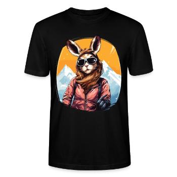Ski après-fête montagnes lapin des neiges - T-shirt bio CRAFTER Stanley Stella Unisexe - noir - Devant - Alina (178cm) & Michal (187cm)