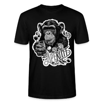 Aperitif Monkey Black White - Stanley/Stella Unisex Bio-T-Shirt CRAFTER - Schwarz - Vorne - Alina (178cm) & Michal (187cm)