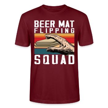 Bierdeckel Umdrehen Spiel Bier - Stanley/Stella Unisex Bio-T-Shirt CRAFTER - Burgunderrot - Vorne - Alina (178cm) & Michal (187cm)