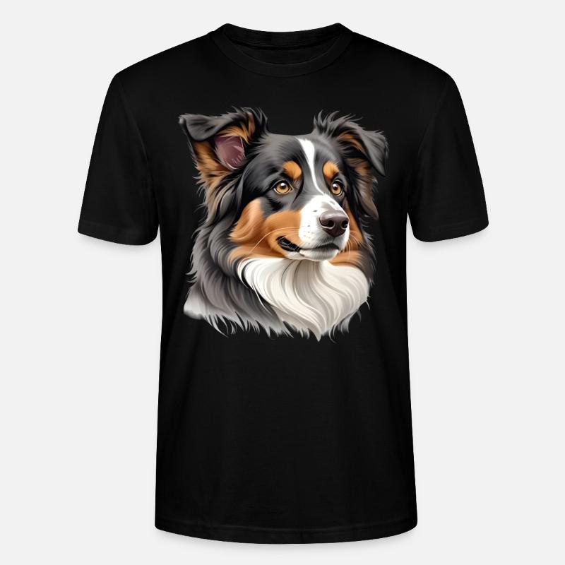 Australian Shepherd Kopf - Stanley/Stella Unisex Bio-T-Shirt CRAFTER - Schwarz