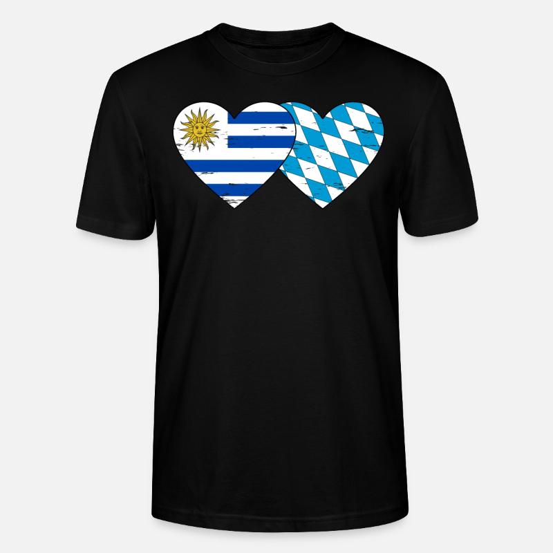 Uruguay Bavaroise drapeau coeur utilisé - T-shirt bio CRAFTER Stanley Stella Unisexe - noir