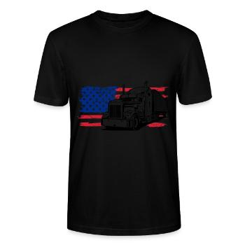 Trucker American Flag Trucks - Truck Driver Trucke - Stanley/Stella Unisex Bio-T-Shirt CRAFTER - Schwarz - Vorne - Alina (178cm) & Michal (187cm)