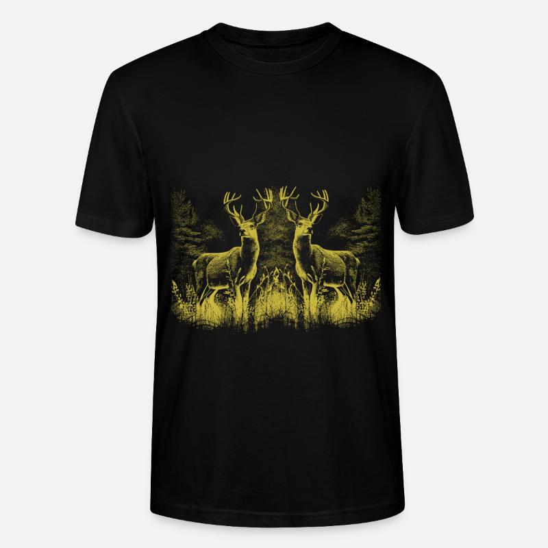 Hirsch Hirsche Wild Rotwild Rehbock - Stanley/Stella Unisex Bio-T-Shirt CRAFTER - Schwarz