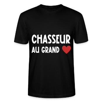 chasseur au grand cœur - T-shirt bio CRAFTER Stanley Stella Unisexe - noir - Devant - Alina (178cm) & Michal (187cm)
