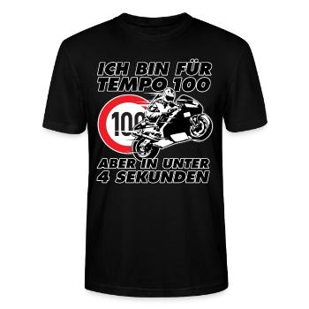 Motorrad Tempo 100 - Stanley/Stella Unisex Bio-T-Shirt CRAFTER - Schwarz - Vorne - Alina (178cm) & Michal (187cm)