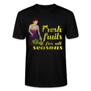 Fresh fruits - Stanley/Stella CRAFTER Unisex Organic T-Shirt - black - Front - Alina (178cm) & Michal (187cm)