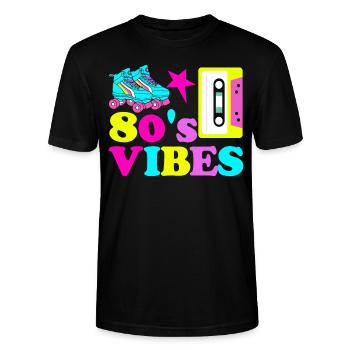 80's Vibes - Stanley/Stella Unisex Bio-T-Shirt CRAFTER - Schwarz - Vorne - Alina (178cm) & Michal (187cm)