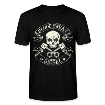 Diesel Power Gear l Blood Sweat Diesel Brother - Stanley/Stella Unisex Bio-T-Shirt CRAFTER - Schwarz - Vorne - Alina (178cm) & Michal (187cm)