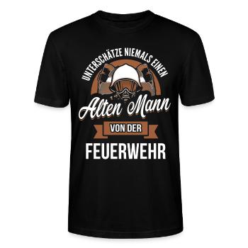 UNTERSCHÄTZE NIEMALS ALTEN MANN FEUERWEHR GESCHENK - Stanley/Stella Unisex Bio-T-Shirt CRAFTER - Schwarz - Vorne - Alina (178cm) & Michal (187cm)