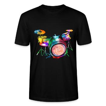 Drummer - Stanley/Stella Unisex Bio-T-Shirt CRAFTER - Schwarz - Vorne - Alina (178cm) & Michal (187cm)