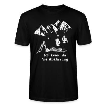 Ich kenn da ne Abkürzung | verlaufen - Stanley/Stella Unisex Bio-T-Shirt CRAFTER - Schwarz - Vorne - Alina (178cm) & Michal (187cm)