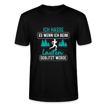 Ich hasse es wenn ich beim Laufen geblitzt werde - Stanley/Stella Unisex Bio-T-Shirt CRAFTER - Schwarz - Vorne - Alina (178cm) & Michal (187cm)