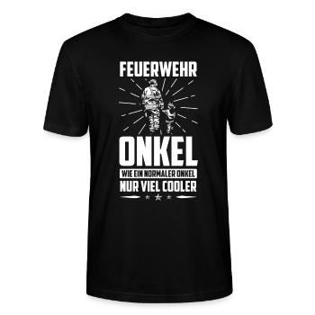 Feuerwehrmann Onkel Spruch Feuerwehr Onkel - Stanley/Stella Unisex Bio-T-Shirt CRAFTER - Schwarz - Vorne - Alina (178cm) & Michal (187cm)