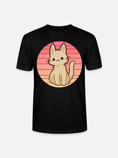 Anime cat in sunset - Stanley/Stella CRAFTER Unisex Organic T-Shirt - black