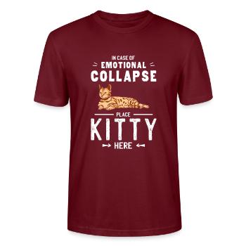 Le chat de l’effondrement émotionnel de placer ici - T-shirt bio CRAFTER Stanley Stella Unisexe - bordeaux - Devant - Alina (178cm) & Michal (187cm)