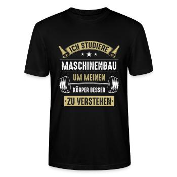 Ich studiere Maschinenbau - Körper Fitness Gym - Stanley/Stella Unisex Bio-T-Shirt CRAFTER - Schwarz - Vorne - Alina (178cm) & Michal (187cm)