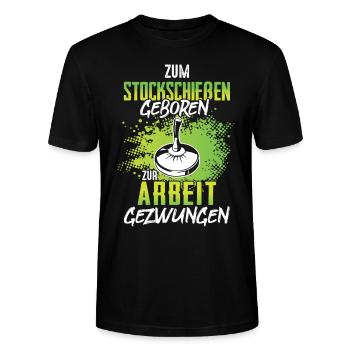 Zum Stockschießen geboren Stockschütze Stocksport - Stanley/Stella Unisex Bio-T-Shirt CRAFTER - Schwarz - Vorne - Alina (178cm) & Michal (187cm)