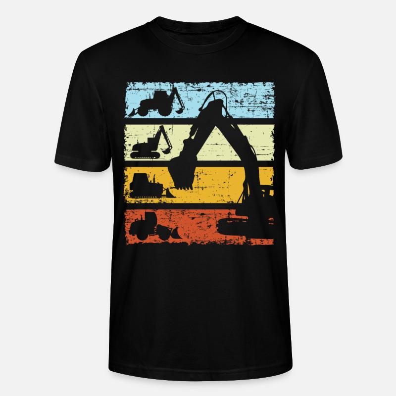 Bagger Baggerfahrer Baustelle Retro Bauarbeiter - Stanley/Stella Unisex Bio-T-Shirt CRAFTER - Schwarz
