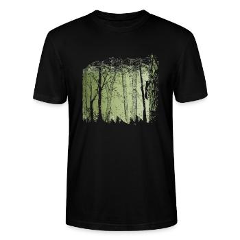 Eichhörnchen Wald Silhouette Eichhörnchen Geschenk - Stanley/Stella Unisex Bio-T-Shirt CRAFTER - Schwarz - Vorne - Alina (178cm) & Michal (187cm)