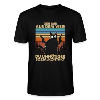 Geh mir aus dem Weg du unnötiger Sozialkontakt - Stanley/Stella Unisex Bio-T-Shirt CRAFTER - Schwarz - Vorne - Alina (178cm) & Michal (187cm)