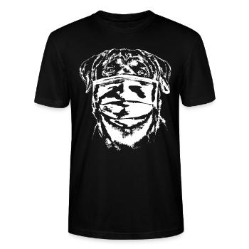 Maske Rotweiler Social Distancing Mund Nasen Maske - Stanley/Stella Unisex Bio-T-Shirt CRAFTER - Schwarz - Vorne - Alina (178cm) & Michal (187cm)