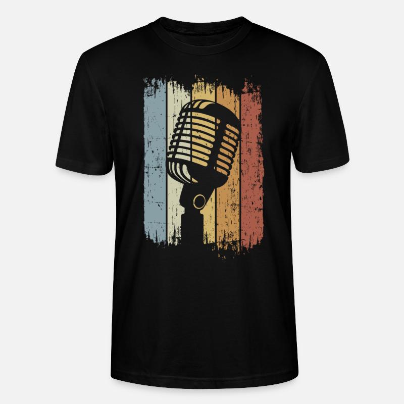 Singer Retro Microphone Singing - T-shirt bio CRAFTER Stanley Stella Unisexe - noir