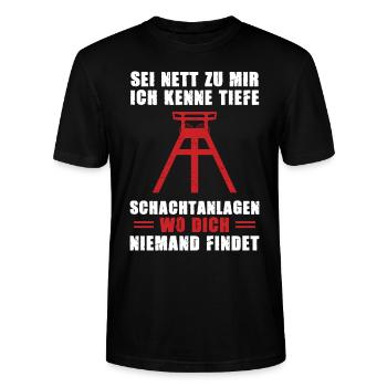 Ruhrpott Ruhrgebiet Ich kenne tiefe Schachtanlagen - Stanley/Stella Unisex Bio-T-Shirt CRAFTER - Schwarz - Vorne - Alina (178cm) & Michal (187cm)