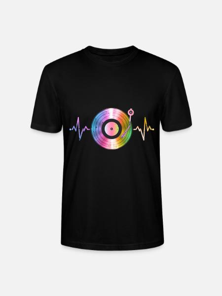 Heartbeat Vinyle - T-shirt bio CRAFTER Stanley Stella Unisexe - noir
