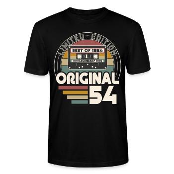 Jahrgang 1954 Retro Vintage Geburtstag Geschenk - Stanley/Stella Unisex Bio-T-Shirt CRAFTER - Schwarz - Vorne - Alina (178cm) & Michal (187cm)