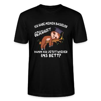 Bachelor geschafft Abschluss 2022 Faultier - Stanley/Stella Unisex Bio-T-Shirt CRAFTER - Schwarz - Vorne - Alina (178cm) & Michal (187cm)