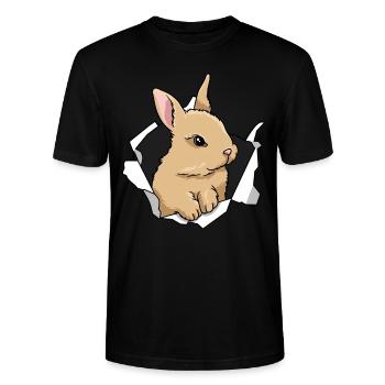 Lapin Lapin Crack Lapin Animal Lapin Percée - T-shirt bio CRAFTER Stanley Stella Unisexe - noir - Devant - Alina (178cm) & Michal (187cm)