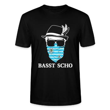 Basst Scho Bayern bayrischer Dialekt - Stanley/Stella Unisex Bio-T-Shirt CRAFTER - Schwarz - Vorne - Alina (178cm) & Michal (187cm)