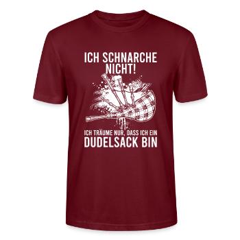Ich Träume Dass Ich Ein Dudelsack Bin - Stanley/Stella Unisex Bio-T-Shirt CRAFTER - Burgunderrot - Vorne - Alina (178cm) & Michal (187cm)