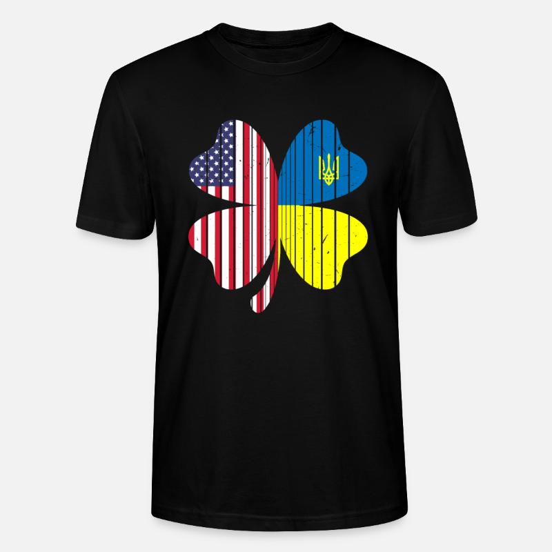 Ukraine Amérique Drapeau Cloverleaf - T-shirt bio CRAFTER Stanley Stella Unisexe - noir