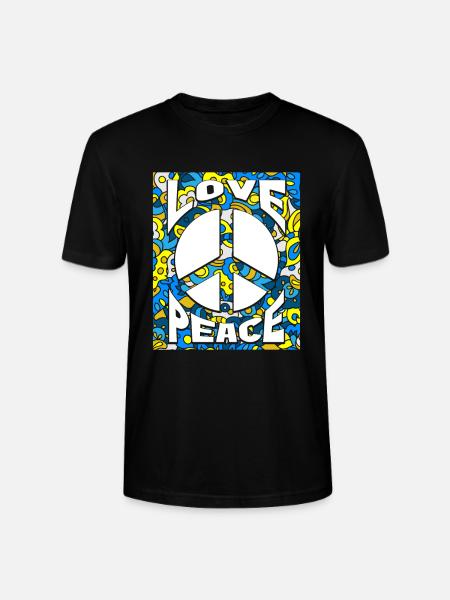 Peace Love Ukraine - Stanley/Stella CRAFTER Unisex Organic T-Shirt - black