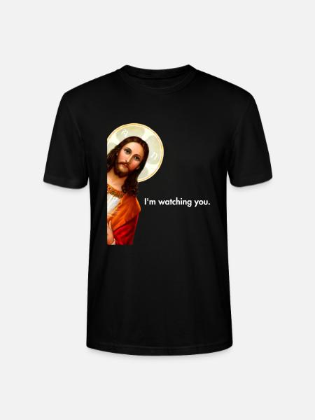 I'm Watching You Peeking Jesus Christ - Stanley/Stella CRAFTER Unisex Organic T-Shirt - black