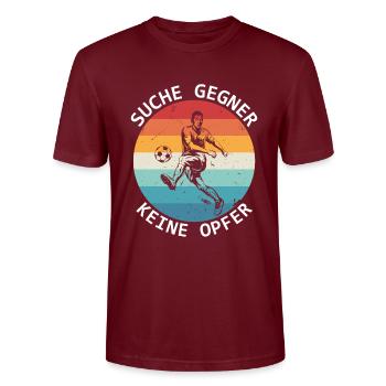 Search Opponents No Victims Football Players - Stanley/Stella CRAFTER Unisex Organic T-Shirt - burgundy - Front - Alina (178cm) & Michal (187cm)