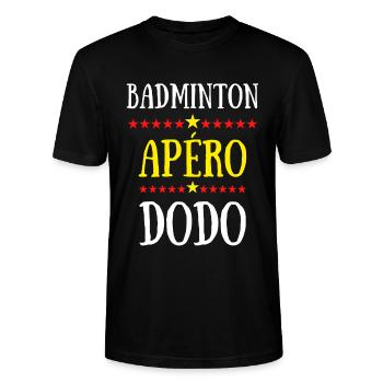 badminton apéro dodo - T-shirt bio CRAFTER Stanley Stella Unisexe - noir - Devant - Alina (178cm) & Michal (187cm)