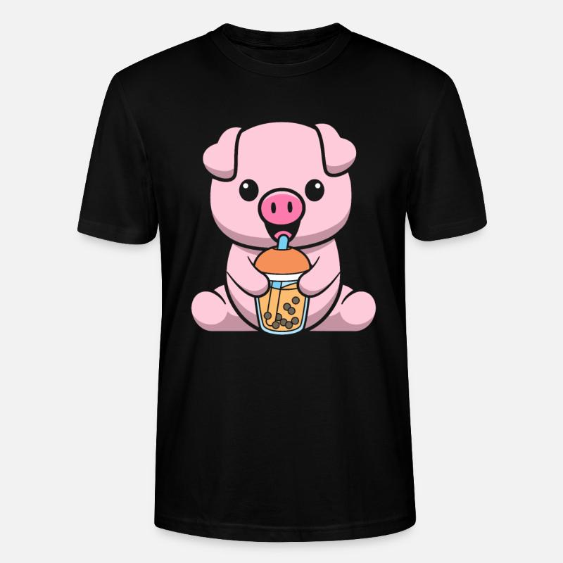 Cochon bubble Tea - T-shirt bio CRAFTER Stanley Stella Unisexe - noir