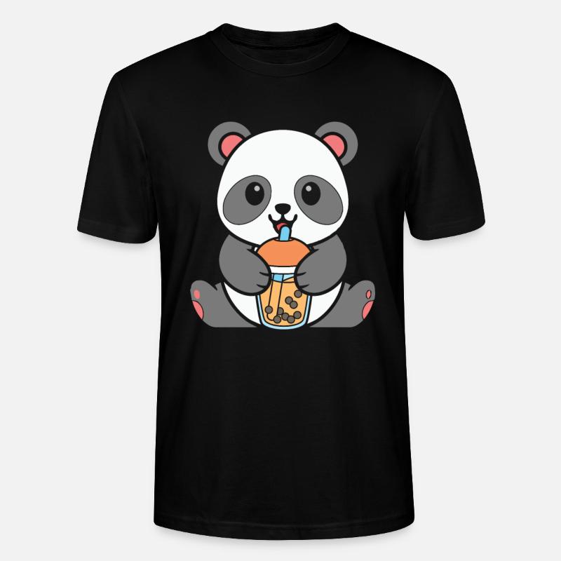 Bubble Tea Panda - Stanley/Stella Unisex Bio-T-Shirt CRAFTER - Schwarz