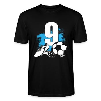 Fußball 9 Jahre alter Fußballer 9.Geburtstag - Stanley/Stella Unisex Bio-T-Shirt CRAFTER - Schwarz - Vorne - Alina (178cm) & Michal (187cm)