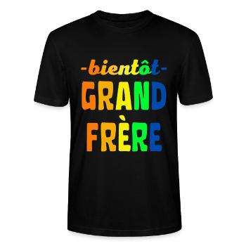 Bientôt Grand Frère couleurs vives - T-shirt bio CRAFTER Stanley Stella Unisexe - noir - Devant - Alina (178cm) & Michal (187cm)