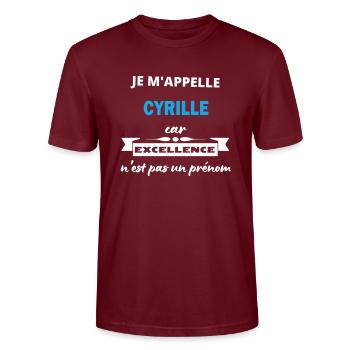 Je m'appelle excellence Cyrille - T-shirt bio CRAFTER Stanley Stella Unisexe - bordeaux - Devant - Alina (178cm) & Michal (187cm)