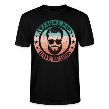 Awesome Dads have beards - Stanley/Stella Unisex Bio-T-Shirt CRAFTER - Schwarz - Vorne - Alina (178cm) & Michal (187cm)