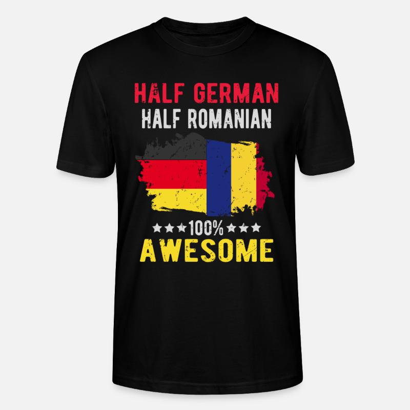 Half German half Romanian - Stanley/Stella CRAFTER Unisex Organic T-Shirt - black
