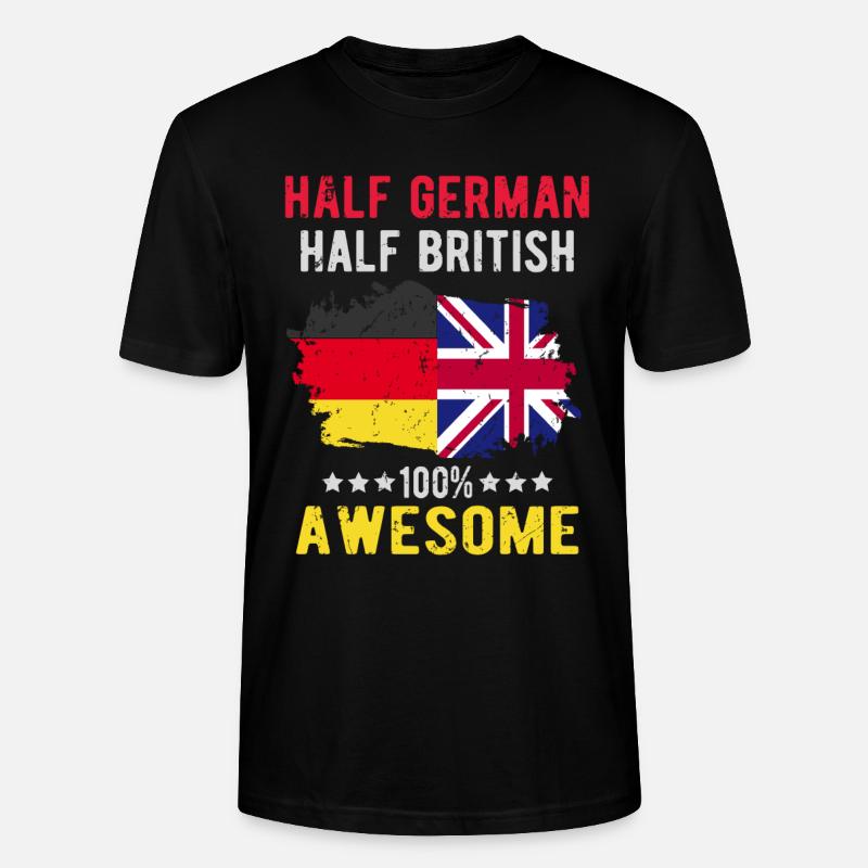 Half German Half British - Stanley/Stella CRAFTER Unisex Organic T-Shirt - black