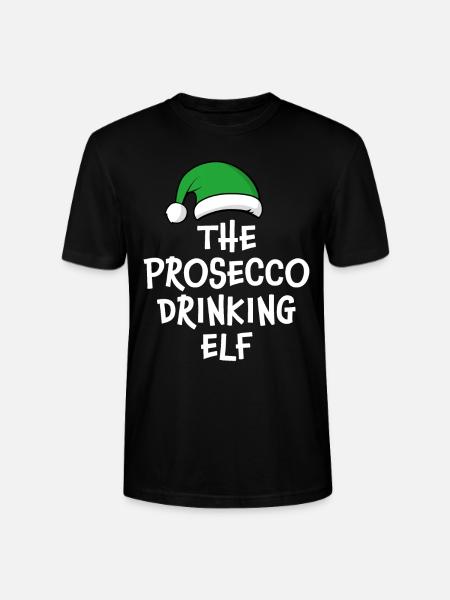 The Prosecco Drinking Elf - Stanley/Stella CRAFTER Unisex Organic T-Shirt - black