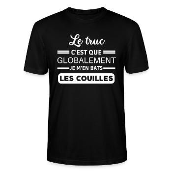 Le truc c'est que je m'en bats les couilles - T-shirt bio CRAFTER Stanley Stella Unisexe - noir - Devant - Alina (178cm) & Michal (187cm)