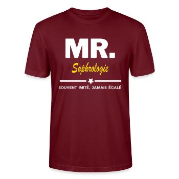 MR. souvent imité, jamais égalé Sophrologie - T-shirt bio CRAFTER Stanley Stella Unisexe - bordeaux - Devant - Alina (178cm) & Michal (187cm)