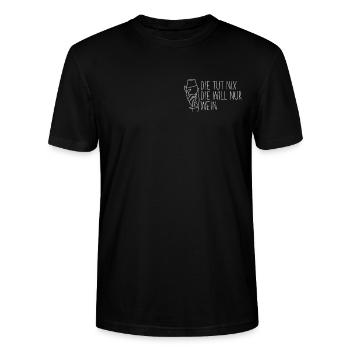 Die Tut Nix Die Will Nur Wein Weinfest - Stanley/Stella Unisex Bio-T-Shirt CRAFTER - Schwarz - Vorne - Alina (178cm) & Michal (187cm)